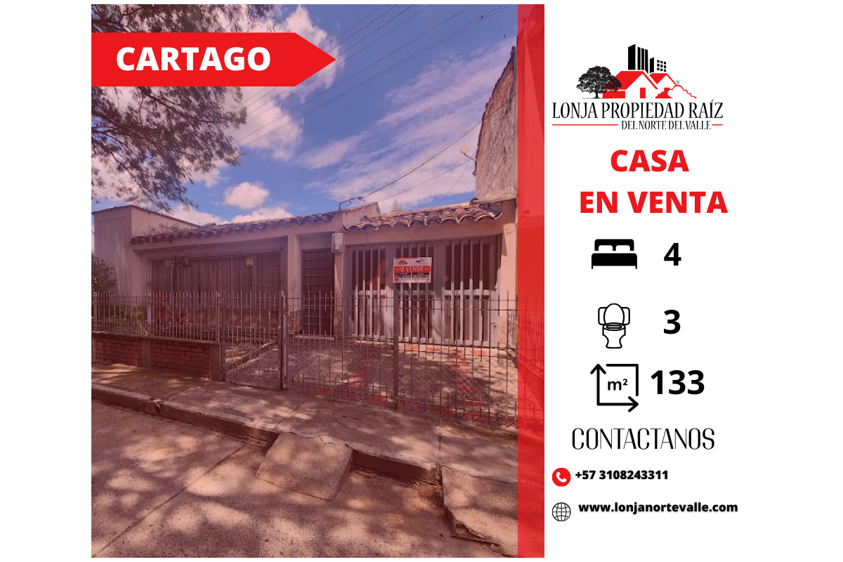 Casas en Venta, Cartago,  - LAURELES